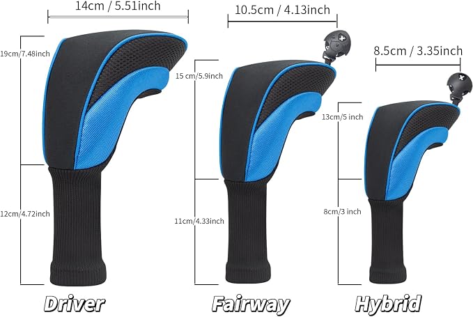 Wood Headcover Golf Club Covers Driver Headcovers Nylon Head Covers Designed to Fit All Woods - 3/4/5/6 Pack/Set Golf Accessories Suitable for Men and Women