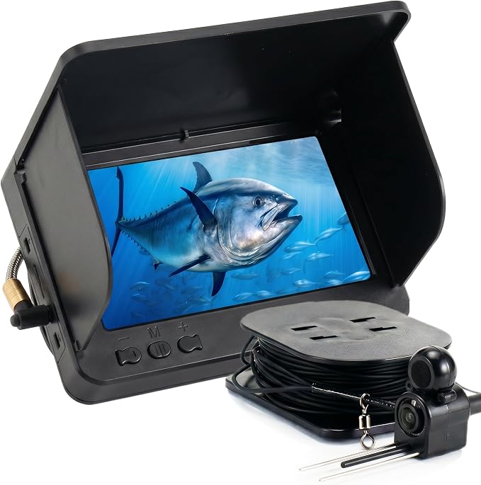 Fish Finder Underwater Fishing Camera: 5-Inch IPS Screen with 1500nit Brightness Long Battery Life 8000mAh USB Charging - IP68 Waterproof 98ft Cable for Ice Fishing Anglers