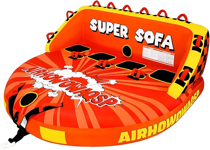 Super Sofa Towable Tubes for Boating 1-4 Person,Tubes for Boats,Inflatable Pull Boats/Boat Tube/Water Tube,Front&Back Tow Points with Heavy-Duty Thick Nylon Cover for Water Sports
