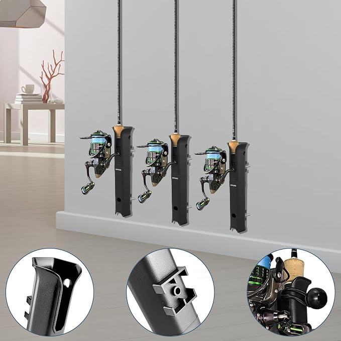 12Pcs Tube Fishing Rod Holder Black Plastic Fishing Pole Holder with Screws for Fishing Boat Garage Boat Cooler Trailer