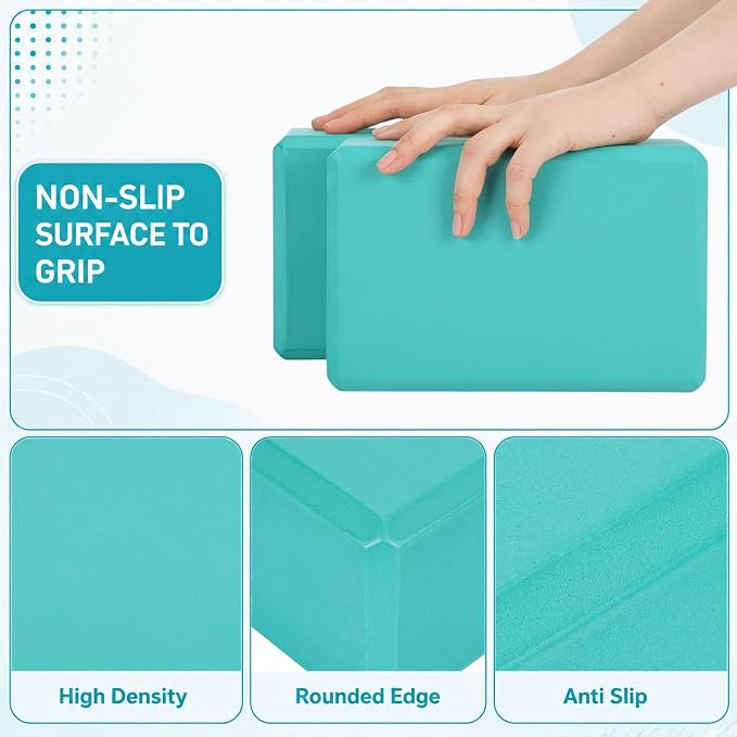 Wettarn 6 Pack Yoga Blocks 9 x 6 x 4 Inch EVA Foam Lightweight Non Slip Yoga Props for Pilates Stretching Meditation