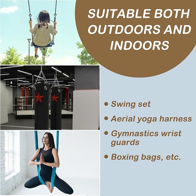 1200 Lb 360° Rotating Heavy Duty Swing Hanger Hardware Kit | Supports porch swing, hammock, swing chair, punching bag, yoga & playground swing indoor & outdoor installation