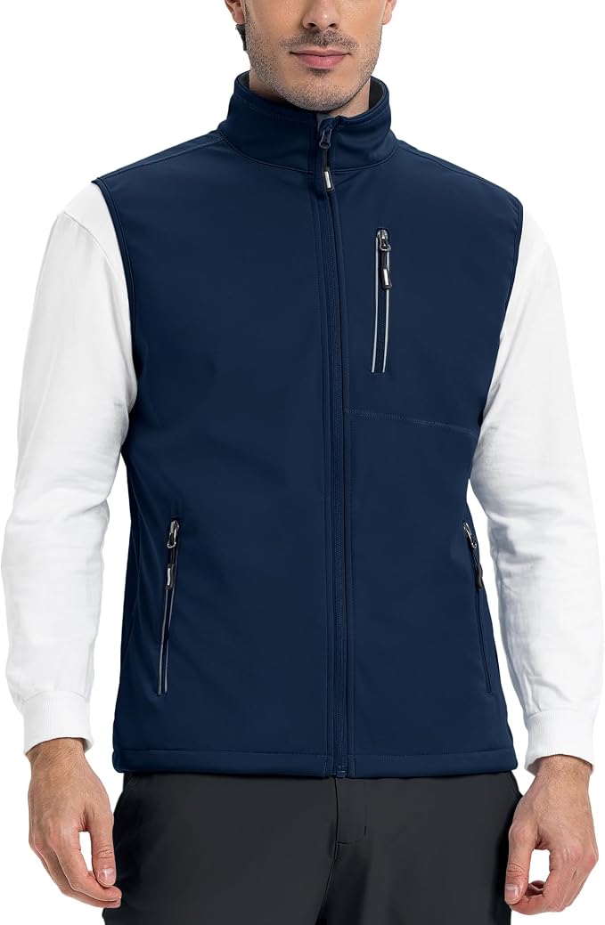 Outdoor Ventures Men's Windproof Softshell Vest Outerwear Lightweight Sleeveless Jacket for Running Golf Hiking Travel