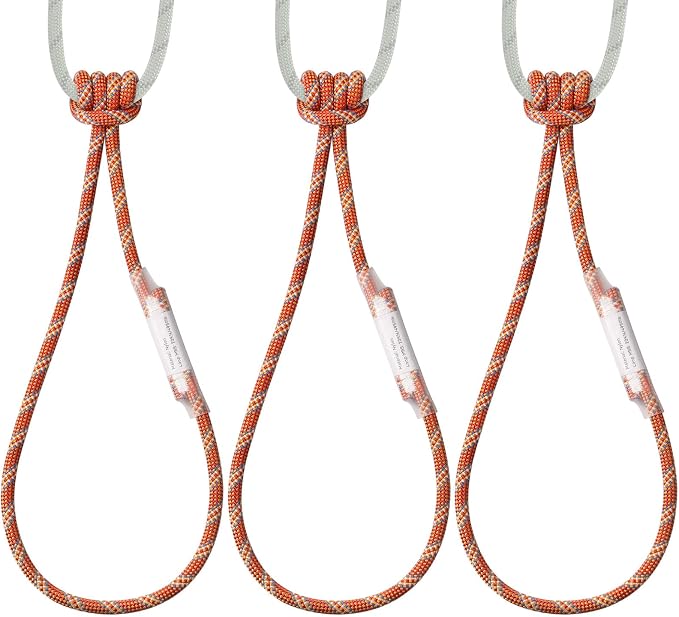 10mm Nylon Prusik Cord Pre-Sewn 24in Prusik Loop，22kN (4950lb) Sewn Eye-to-Eye Utility Cord for Arborist Tree Work, Rescue, Rappelling & Aerial Operations