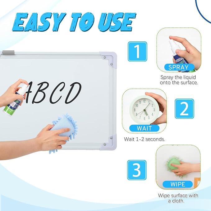 Fuyoooo 6 Pack Whiteboard Cleaner 3.4 Fl oz White Board Cleaning Spray Dry Erase Board Cleaner with Microfiber Shag Whiteboard Eraser Removes Stubborn Marks from Chalkboard (Pastel)