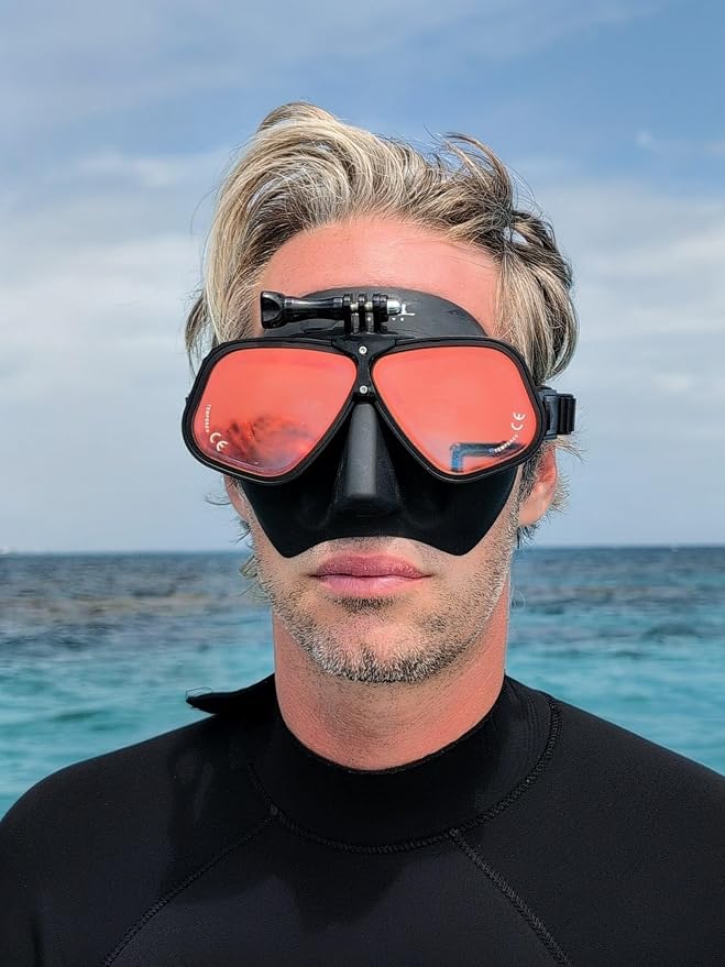 Tidal APEX Freedive Mask with Action Camera Mount- Low Volume Designed for Freediving, Spearfishing, Scuba Diving, and Snorkeling. Advanved Anti-Fog Freediving mask.