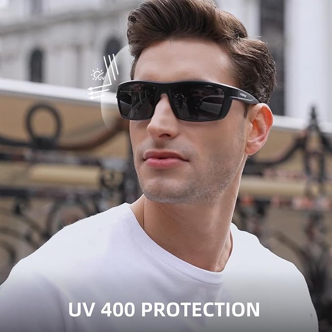 Missfive Premium Bifocal Reading Sunglasses Men Lightweight Wrap Around Design Sun Readers, UV Protection, TR90 Frame Sports/Outdoor/Driving, 2.0x