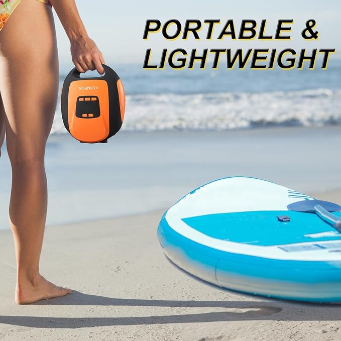 kosmegal Paddle Board Pump Electric Portable, SUP Pump for Paddleboard, 20PSI Air Compressor with Auto-Off, Deflation Function for Inflatables, Kayaks and Boats