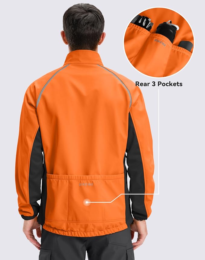Bikewa Men's Winter Cycling Jackets Thermal Warm Water Resistant Bike Running Windproof Jacket