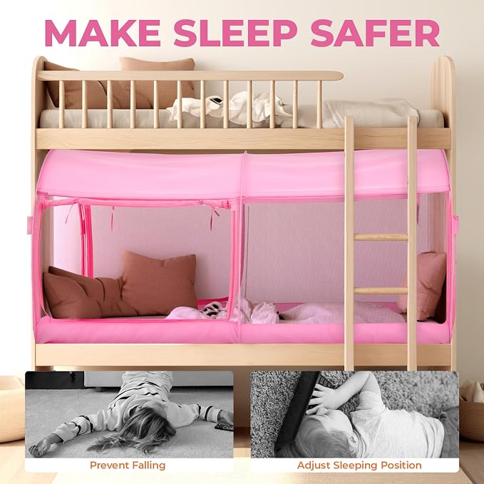 Alvantor® Mosquito Net Bed Canopy Tents Dream Privacy Space Twin Size Sleeping Tents Indoor Pop Up Portable Frame Breathable Cottage Pink (Mattress Not Included)