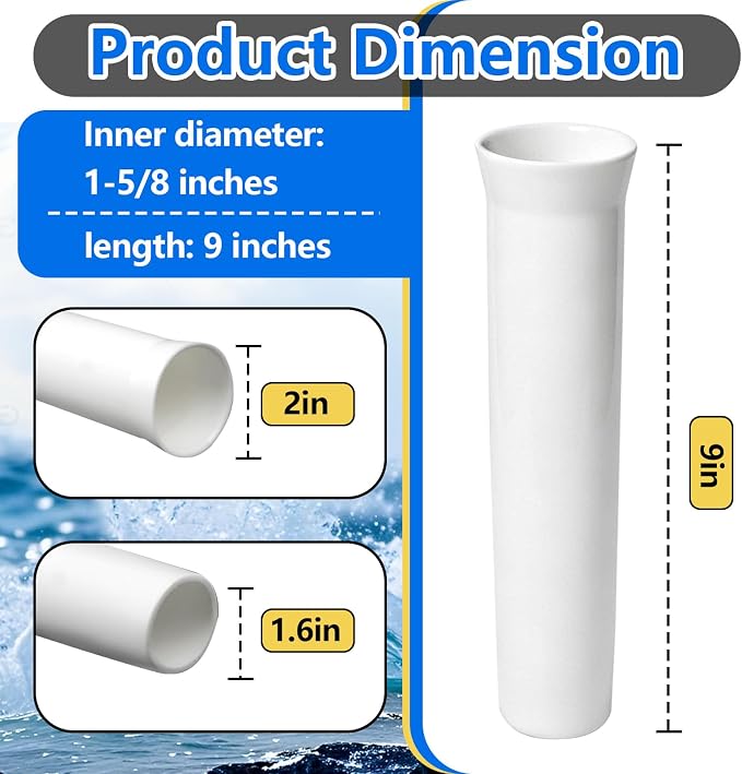 Vinyl Inserts for Fishing Rod Holder, 1-5/8 Inches I.D, 9 Inches Length Fit for Boats, Yachts and Ships