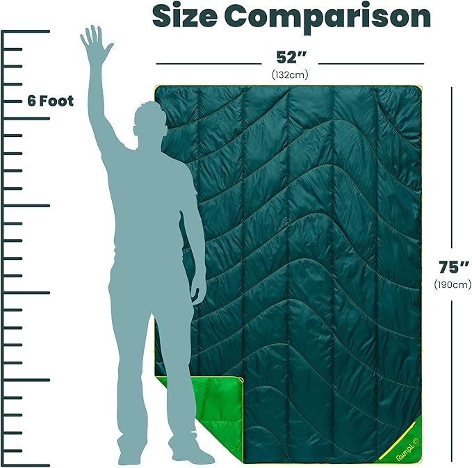 Rumpl Backcountry Puffy Blanket, Ultra-Portable and Lightweight Adventure Blanket, 1-Person (52x75 inches), Sea Moss