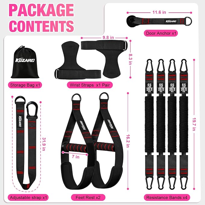 Upgraded Pull Up Assistance Bands for Women, Heavy Duty Resistance Bands with Handles, Exercise Band with Door Anchor, Workout Band Set for Pull Up Bar, Full Body Sculpting,Muscle Training, Home Gym
