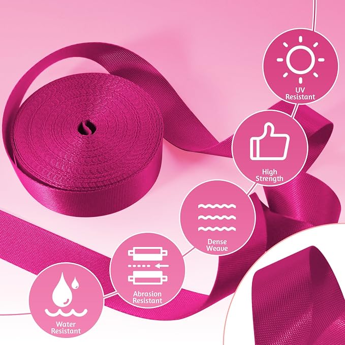 Nylon Webbing 1 Inch 1.5 Inch, 12 Rolls Webbing Strap for Bags, Pets, Climbing Outdoors Indoors Crafting DIY