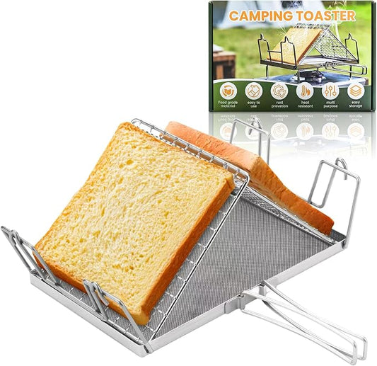 Stainless Steel Collapsible Toaster Foldable Camping Toaster | Food Grade Rustproof & Heat-Resistant Design for Hiking, Picnic and Outdoor RV Camping Kitchen Use