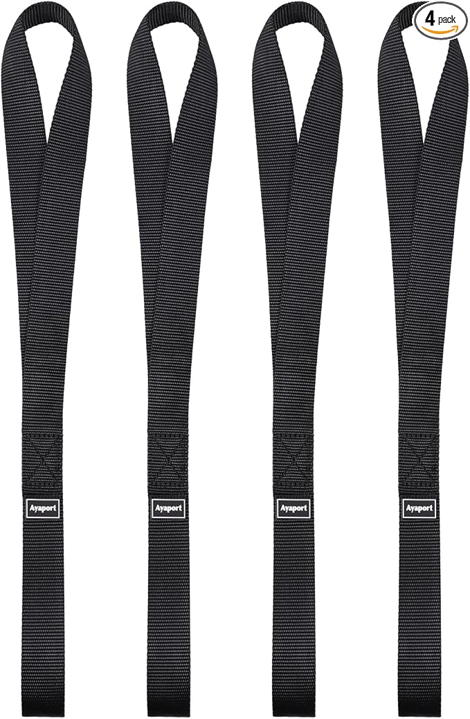 Ayaport Soft Loop Tie Down Straps 18 inches - Black 4500lbs Break Strength Loops for Securing ATV, UTV, Motorcycles, Scooters, Dirt Bikes…