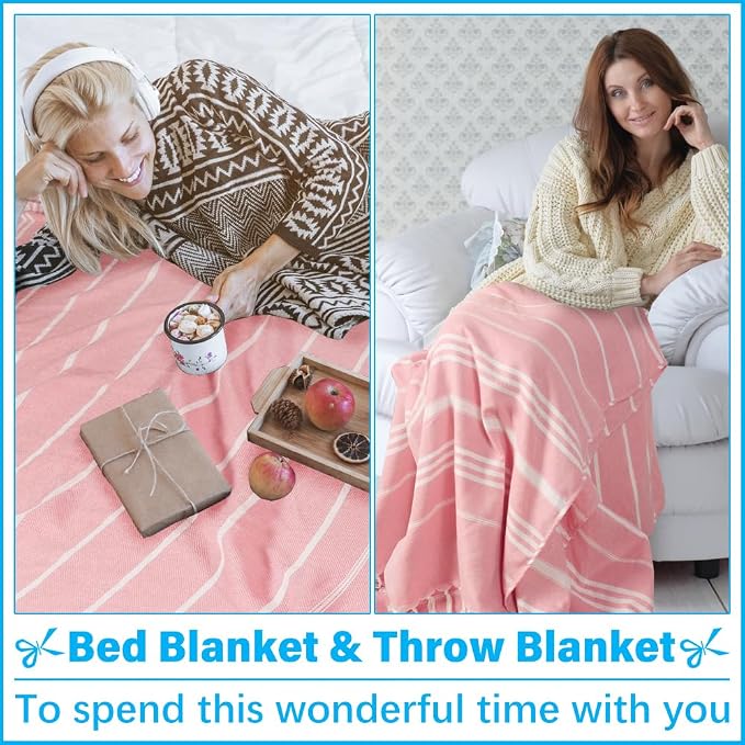 Vikumond Oversized Turkish Beach Towel Blanket XXL Cotton Sandproof Towels Boho Woven Extra Large Big Sand Free Giant Throw Blankets Huge Quilt XL Picnic Camping Necessities Cloud for Adult Gifts