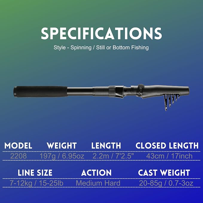 Whistytwig Carbon Fiber Telescopic Fishing Rod - Portable Collapsible Design for Travel and Adventure - Versatile Saltwater and Freshwater Fishing Pole