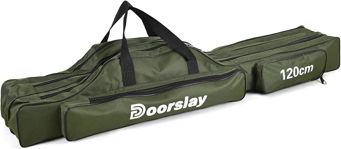 Fishing Rod Case Three Layers Fishing Rod Bag Oxford Portable Folding Fishing Pole Bag Outdoor Waterproof Tackle Storage Travel Bags Carry Organizer for Fishing Camping Hiking
