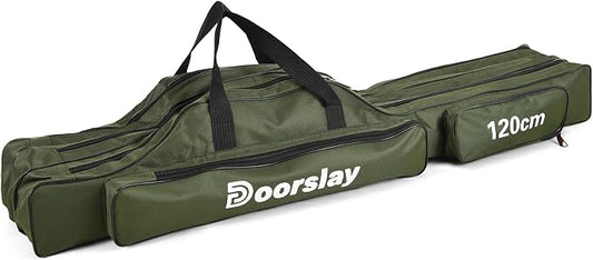 Fishing Rod Case Three Layers Fishing Rod Bag Oxford Portable Folding Fishing Pole Bag Outdoor Waterproof Tackle Storage Travel Bags Carry Organizer for Fishing Camping Hiking