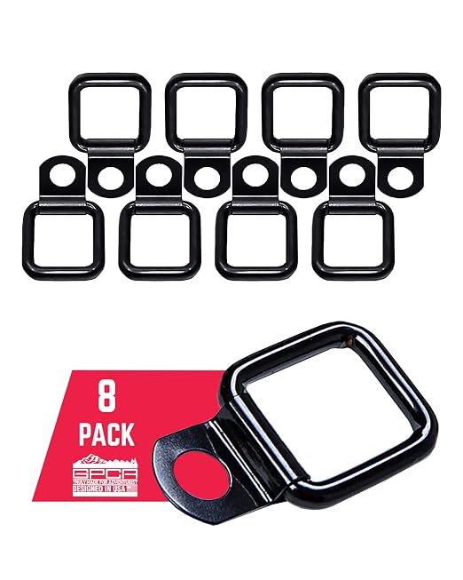 Tie Down D Ring Set, Easy-to-Install Truck Tie Downs, Compatible w/Cargo Cover Mounts, Heavy-Duty Bronco Accessories for Pickups, Trailers, Truck, Trailer, Camper, Boat and More, 8 Pack - GPCA