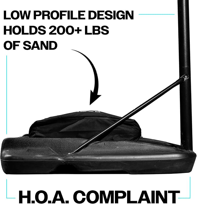 Mini - The Original Solution - Heavy Duty Weighted Base Anchor for Basketball Hoops - Weather Resistant, Durable Design, Holds 200+ lbs. Patents-Pending, HOA Friendly (Mini, Black)