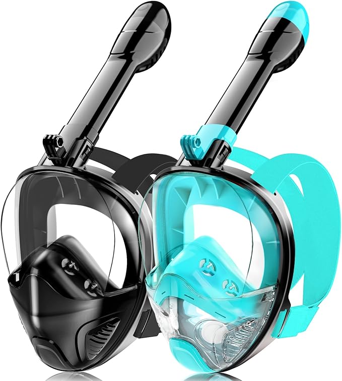 Full Face Snorkel Mask for Adults Teen, Snorkeling Gear with Detachable Camera Mount, Panoramic 180° View, Anti-Fog Anti-Leak Snorkling Set for Man and Women