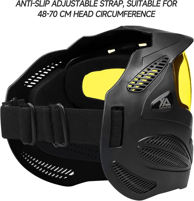 Xaegistac Paintball Mask-Intergrated Sun Visor Airsoft Mask, Wide Field of View, Anti Fog, Adjustable Headband for Paintball, Airsoft