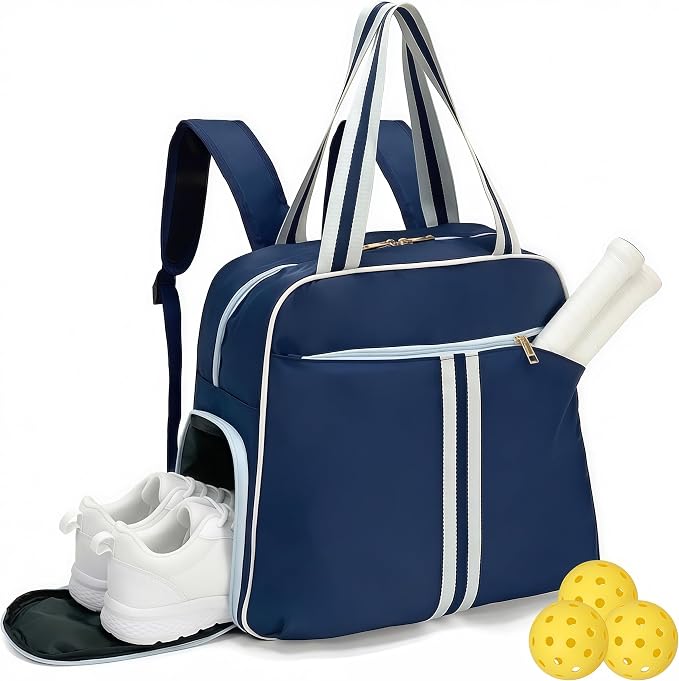 Pickleball Bag for Women Men, Large Pickleball Backpack with Shoe Compartment, Pickle Ball Bag with Paddle Cover Pocket Holds 2 Paddles
