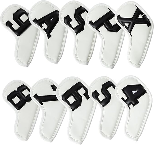 Golf 10pcs/12pcs Thick Synthetic Leather Golf Iron Head Covers Set Headcover Fit All Brands