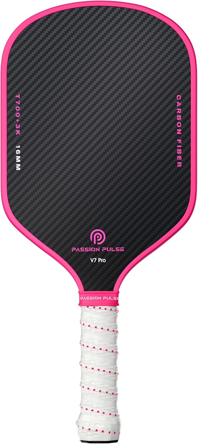 V7 Pro Pickleball Paddle – 3K Raw Carbon Fiber Pickle Ball Paddles with 16mm Polypropylene Core, 3D PulseGrip Handle, – Pickleball Rackets Ideal for All Skill Levels