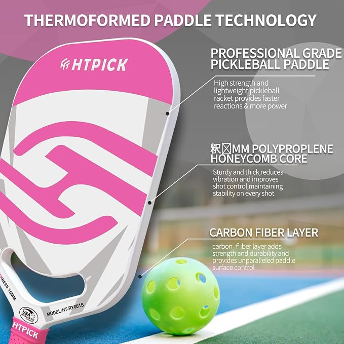Pickleball Paddles | T700 Carbon Fiber Pickleball Paddle with Aero Throat | Hot-Press Moulding | 16mm Polymer Core | Specifically Engineered for Swing Speed and Manoeuvrability