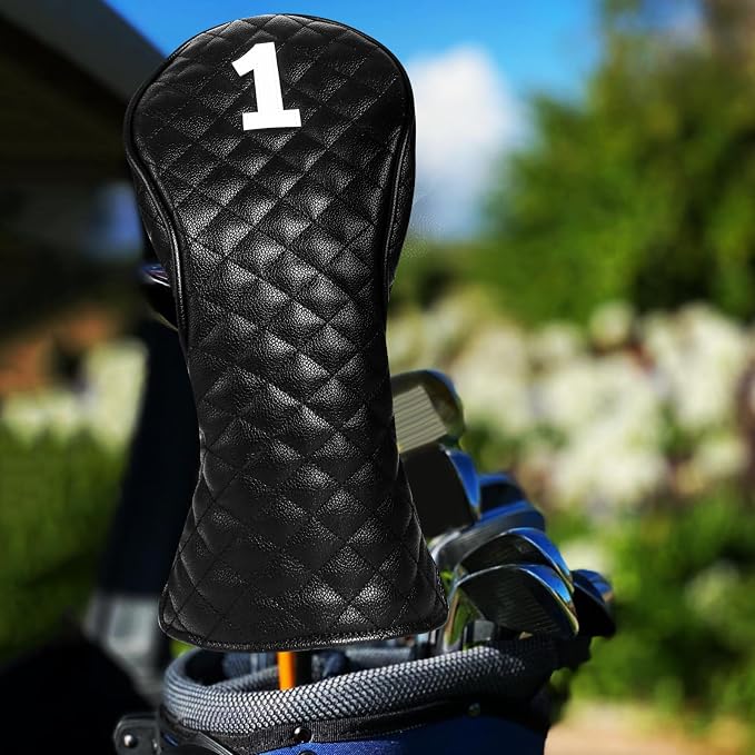 FINGER TEN Golf Club Head Covers for Woods Driver Fairway Hybrid with Interchangeable Number Tag 1 3 5 Premium Leather Headcovers for Women Men