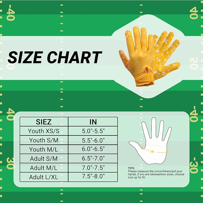 Football Gloves for Youth and Adult Men,Sticky Adhesive Palms Receiver Gloves,Grip Boost Flag Football Accessories Gifts for Family and Friends