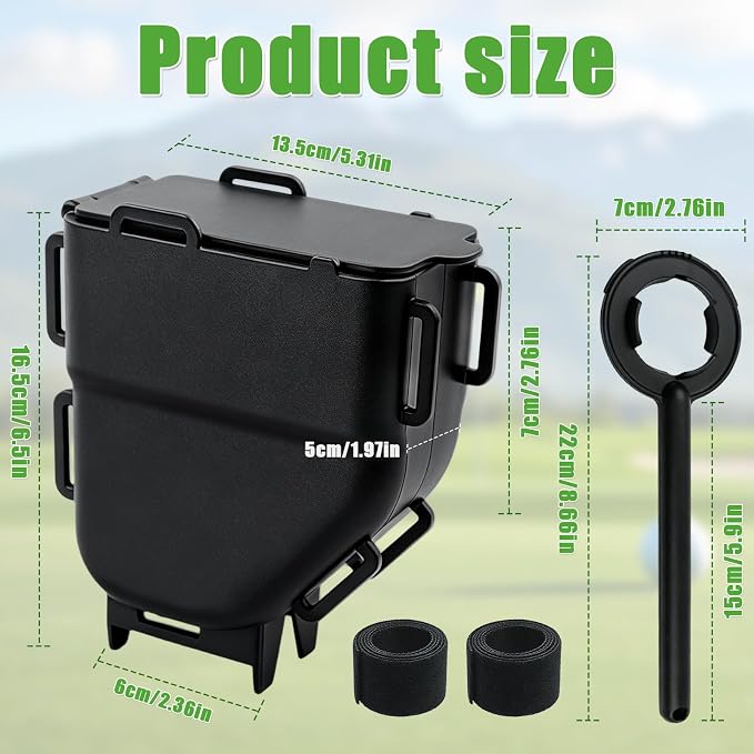 Golf Cart Ball Washer & Club Cleaner with Straps - No Drill Golf Club Washer for Cart, Dual-Sided Brush Cleaning Box, Easy to Clean Portable & Detachable Golf Ball Washer for Cart Accessories