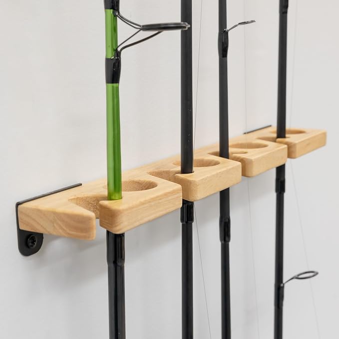 StoreYourBoard Stillwater Fishing Pole Holders for Garage, Wall and Ceiling Storage Rack for Fishing Rods, Solid Wood Garage Organizer Holds 8 Rods or Combos up to 40 lbs