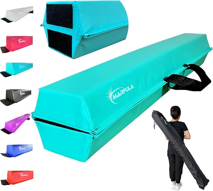 MARFULA Balance Beam - Folding Floor Gymnastics Equipment for Kids, Non Slip Base - 6 FT to 10 FT for Home Gym Use