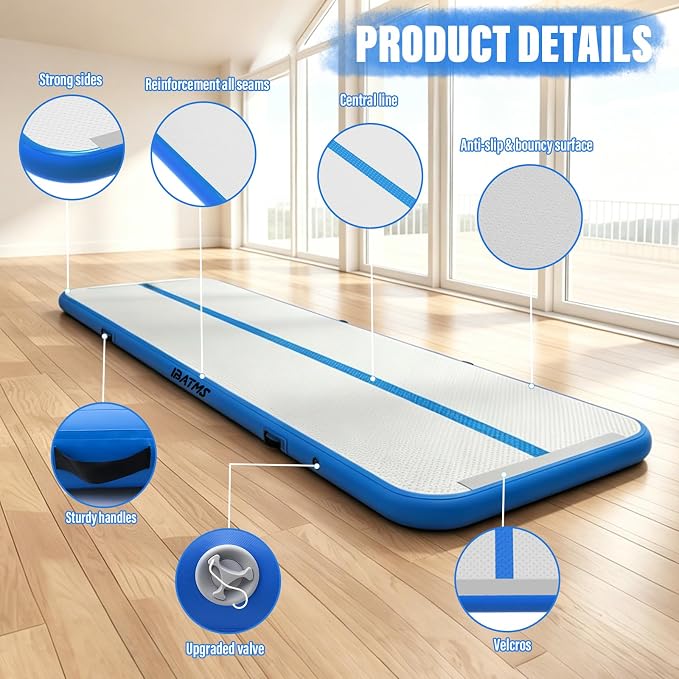 IBATMS Air Tumbling Mat Track 10/13/16/20ft, Inflatable Gymnastics Mat