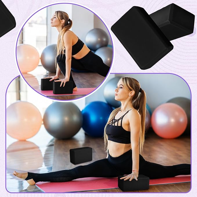 Wettarn 6 Pack Yoga Blocks 9 x 6 x 4 Inch EVA Foam Lightweight Non Slip Yoga Props for Pilates Stretching Meditation