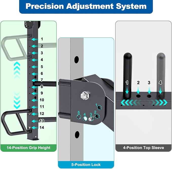 SELEWARE Squat Rack Attachment, Y-Shaped Dip Bar Attachment, Nordic Hamstring Curl Attachment and Lever Arms for 2x2 or 3x3 Power Rack with 5/8" or 1" Hole, Power Cage Accessories for Home Gym