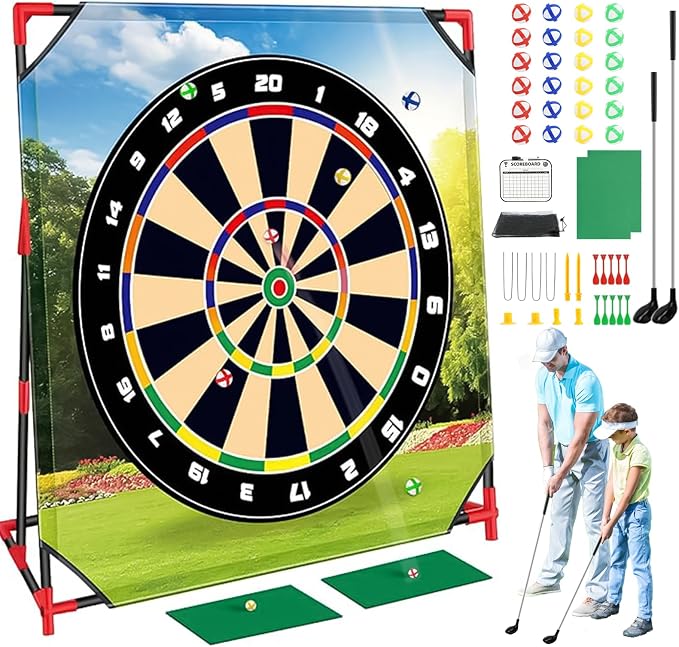 Golf Chipping Game with Stand,Upgrade 54"x 54" Golf Hitting Mat and Practice Set with Sticky Balls Perfect for Backyard Indoor Outdoor Family Battle Game,Christmas Ideal Gifts for Kids Adults (Green2)