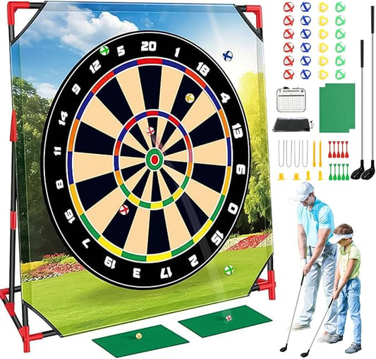 Golf Chipping Game with Stand,Upgrade 54"x 54" Golf Hitting Mat and Practice Set with Sticky Balls Perfect for Backyard Indoor Outdoor Family Battle Game,Christmas Ideal Gifts for Kids Adults (Green2)