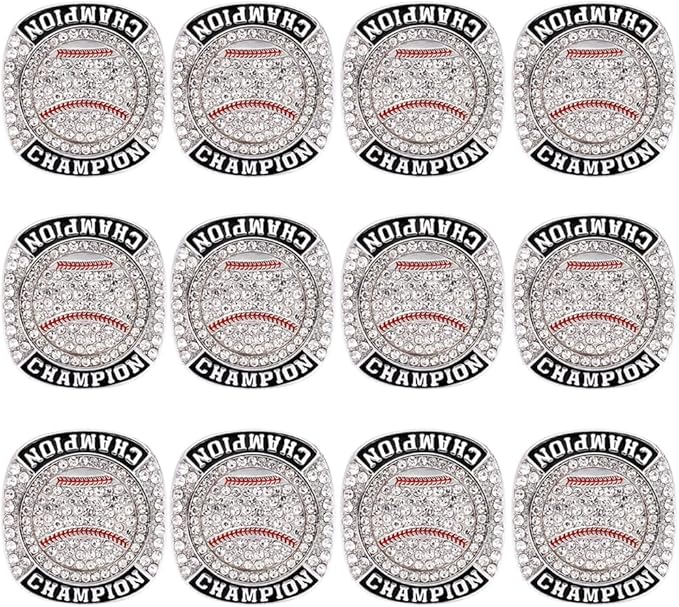12 Pcs Baseball Championship Ring Trophy Award Gift Tournament Championship Ring Winner Tournament Team, from Size 8 to 11,