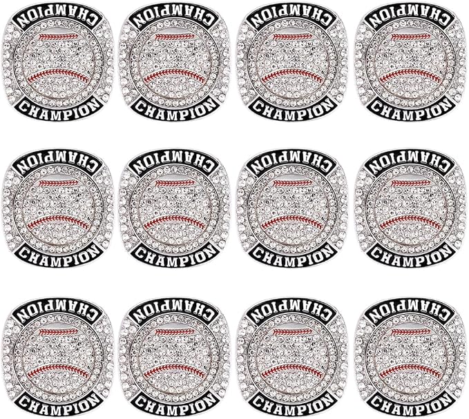 12 Pcs Baseball Championship Ring Trophy Award Gift Tournament Championship Ring Winner Tournament Team, from Size 8 to 11,