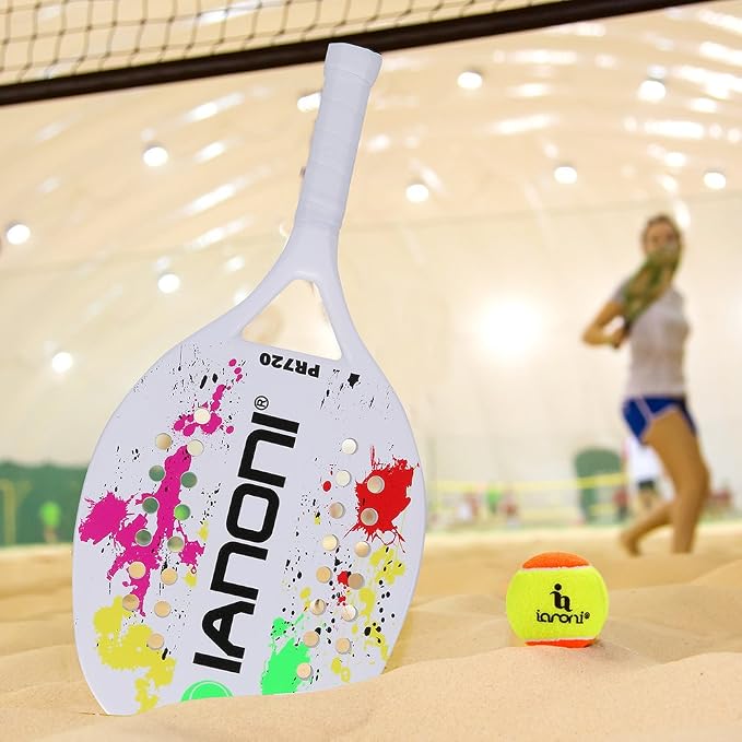 ianoni Beach Tennis Racket,Carbon Fiber Grit Face with EVA Memory Foam Core Beach Tennis Racket