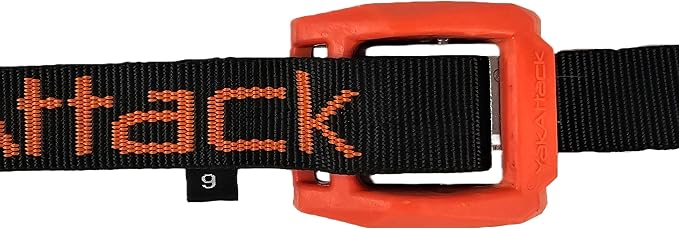 YakAttack Cam Strap 9' x 1" | Heavy Duty Polyester Kayak Tie Down | Black/Orange – 2 Pack | Rubber Buckle Cover | Durable Webbing | Made in USA