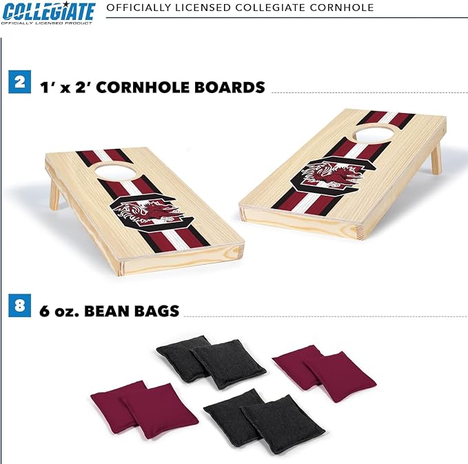 Wild Sports College Portable Size 1' x 2' Solid Wood Cornhole Set with Direct Print HD Team Graphics – Travel Size