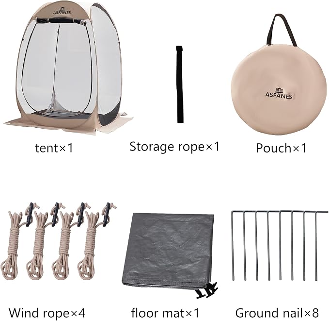 ASFANES Portable Pop Up Mosquito Screen Tent, Instant Screen Canopy with Removable Camping Mat for Patio, Automatic Outdoor Camping Tent, Square