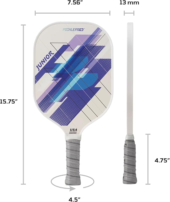 PicklePro Pickleball Paddles with Cover – Lightweight Fiberglass Pickleball Paddle for Kids, Youth & Beginners, Cushioned Grip, 13mm Honeycomb Core, Indoor & Outdoor Racket, USAP Approved