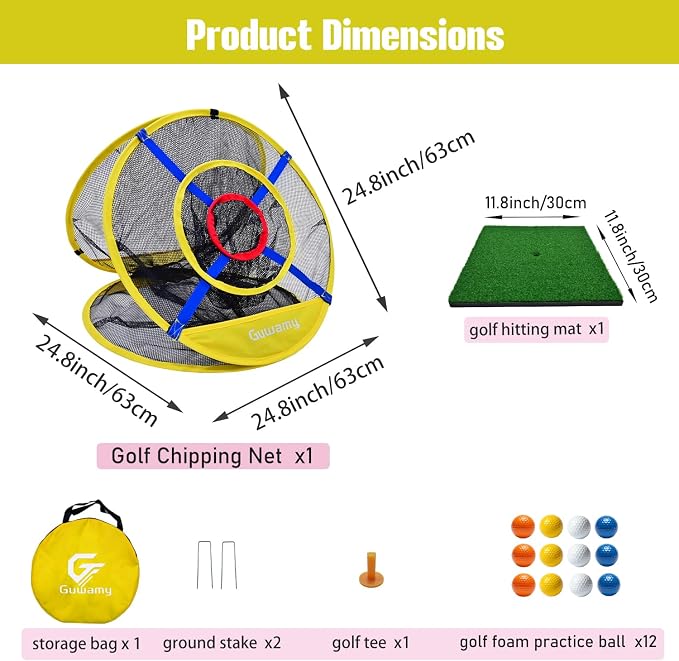 Pop Up 3-in-1 Golf Chipping Net – Circular Design for Relaxed Training, 3 Modes for Precision & Distance, Ideal Indoor/Outdoor Practice Kit, Golfer Gift